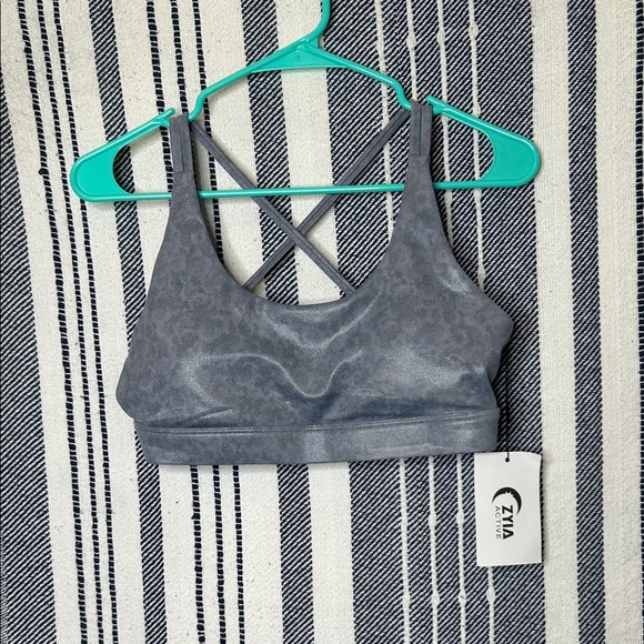 NWT ZYIA Slate Floral Light N Tight Sports Bra - Picture 2 of 5